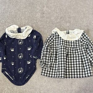 Janie and Jack Navy and Black Checkered Kids Tops
